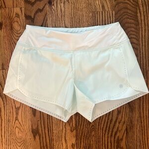 Athleta Light Mint Double Layer Perforated Hem Shorts